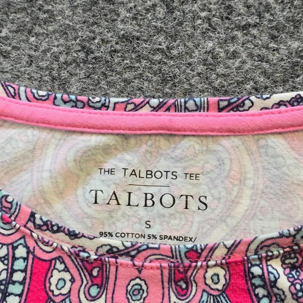 Talbots Top Women Size Small Pink Paisley Long Sleeve Colorful Round Neck Casual - Picture 3 of 9